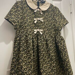 New coquette dress. Black dress with off yellow flowers, Peter Pan collar.